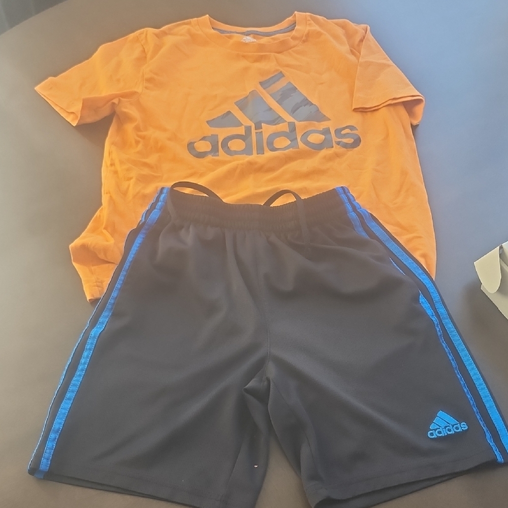 adidas Orange and Black Kids Matching Set
